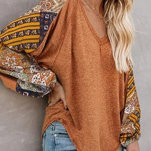 🔥 Women's Casual Sweet & Cute Loose Shirt Balloon Sleeve V-Neck